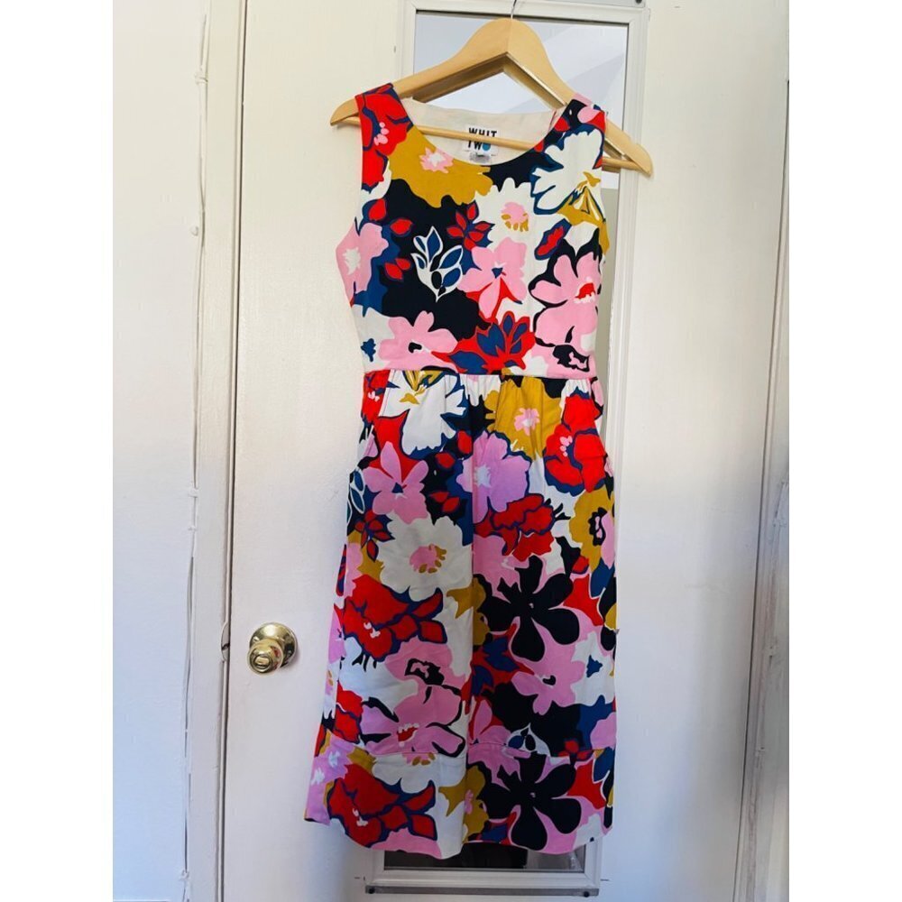 Anthropologie Whit Two Petal Print Dress with pockets and back opening Sz 6 - Picture 9 of 10